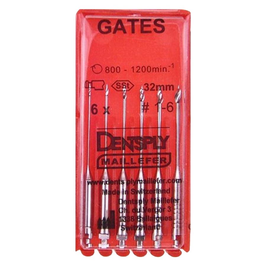 Maillefer Gates Glidden Drills, Stainless Steel, Right Angle, Short 28mm, #1-6 Assorted, 6/Pk, 671536 thumbnail 2