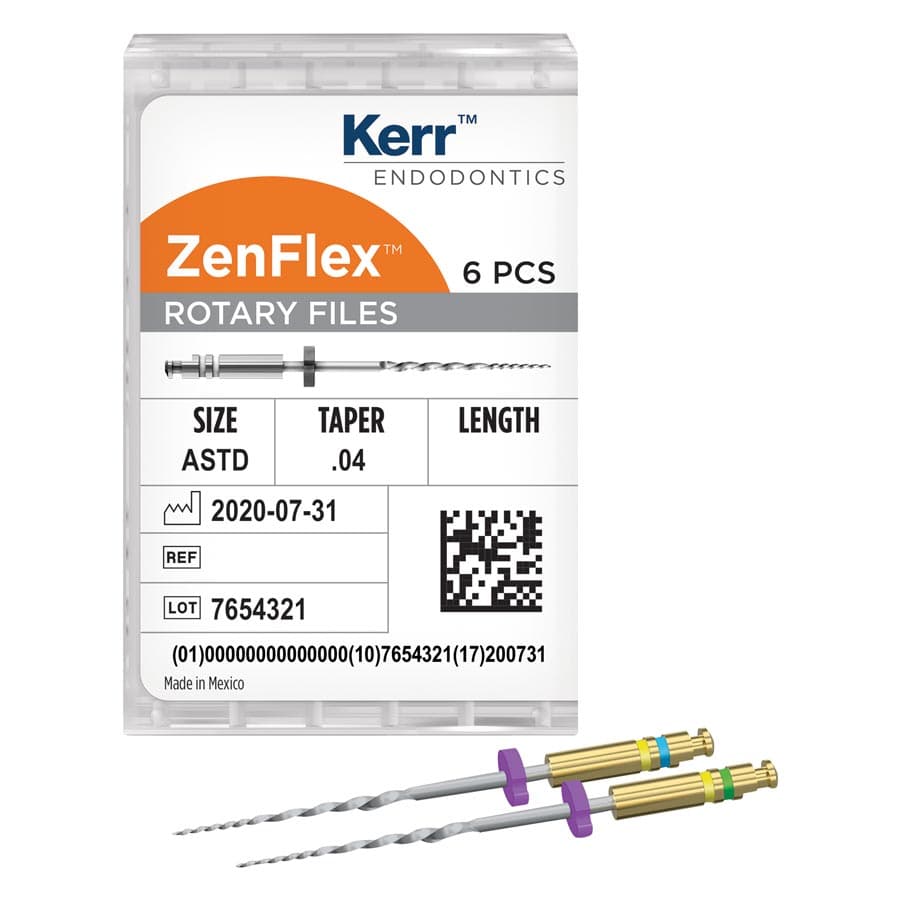 ZenFlex NiTi Rotary Shaping Files, .04 Taper, 25mm, Assorted Sizes 20-45, 6/Pkg, 818-0425 thumbnail 10