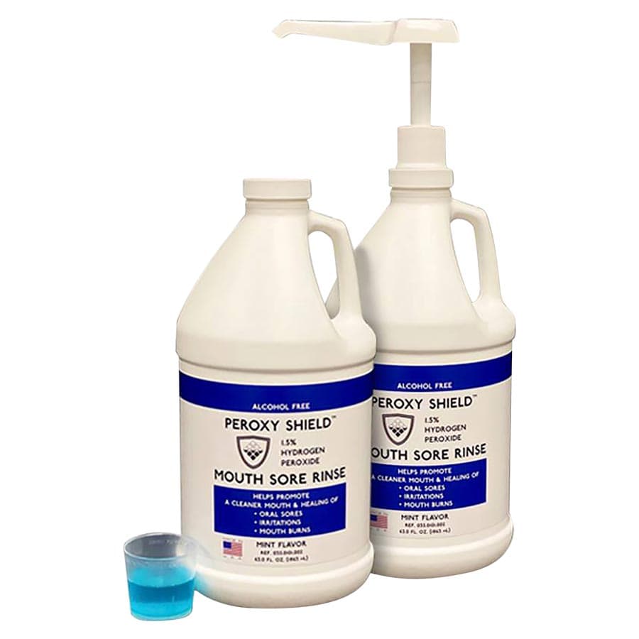 Peroxy Shield 1.5% Hydrogen Peroxide Alcohol-Free Oral Rinse, Mint, 63 oz. Pump Bottle, 2/Pk, 035-0101-002 thumbnail 3