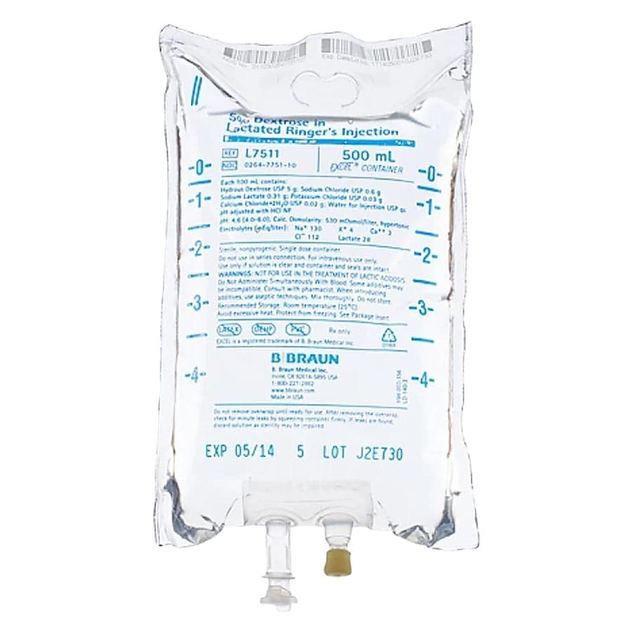 B. Braun Lactated Ringer's Injection USP, 500 mL Plastic Bag, L7501 thumbnail 6