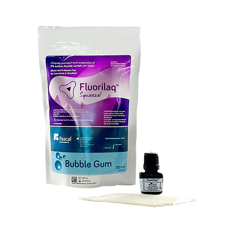 Fluorilaq™ Squeeze 5% Sodium Fluoride Varnish, Bubblegum, 9.5 mL Bottle with 30 Brushes, 10-420 thumbnail 7