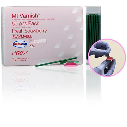 GC MI Varnish 5% Sodium Fluoride with RECALDENT (CPP-ACP), Fresh Strawberry, 0.4 mL Unit Dose, 50/Pack, 442500 thumbnail 15