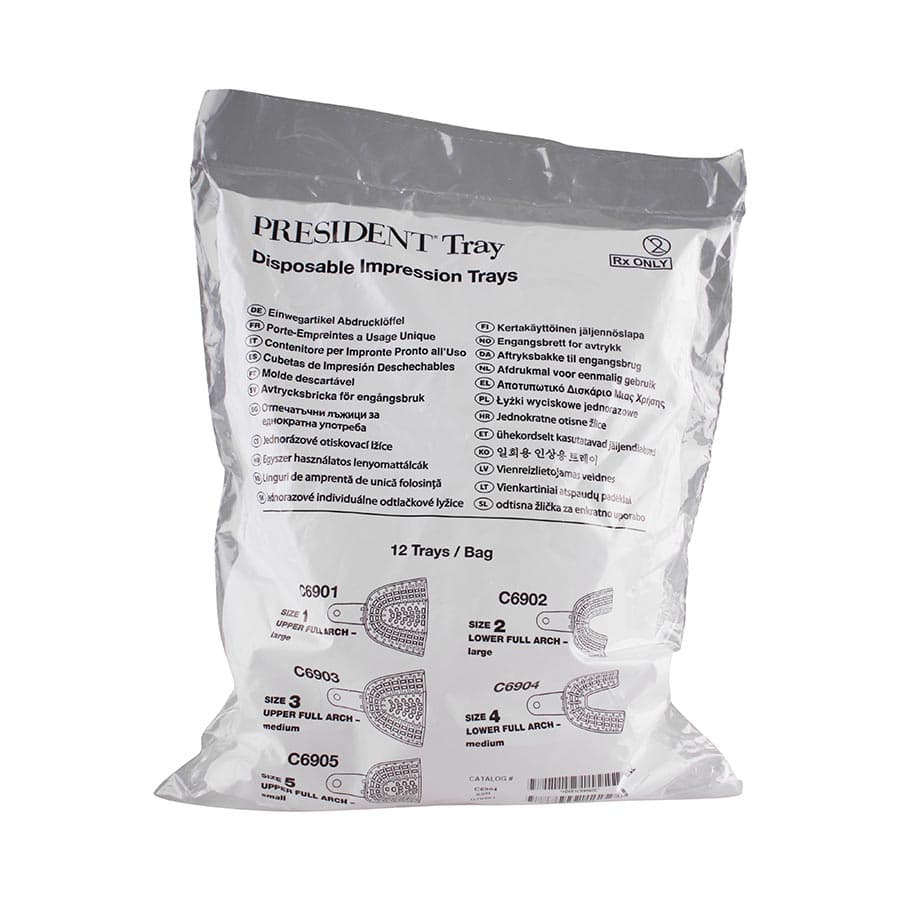 President Disposable Impression Trays, Clear, Perforated, #4 Medium Lower, 12/Pk, C6904 thumbnail 13
