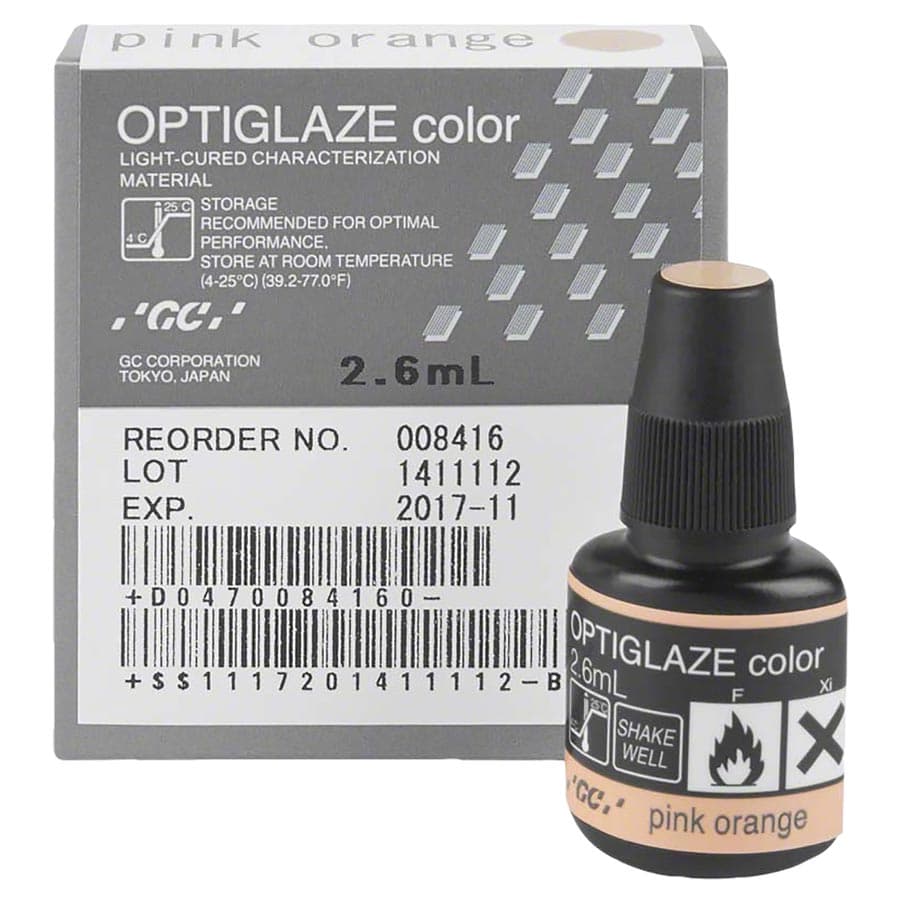 GC America OptiGlaze Color Light-Cured Characterization Coating, Pink Orange, 2.6 mL Bottle, 8416 thumbnail 12