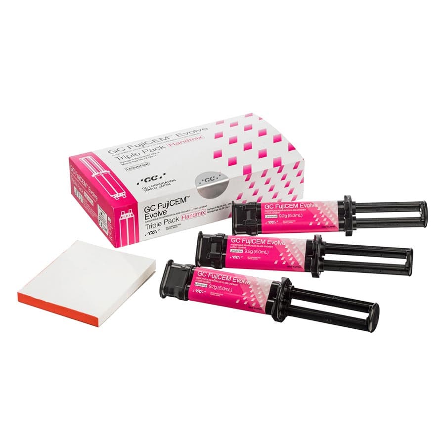 GC FujiCEM Evolve Resin-Reinforced Glass Ionomer Luting Cement, Handmix Triple Pack, 9.2 g Syringe, 3/Pk, 012949 thumbnail 11