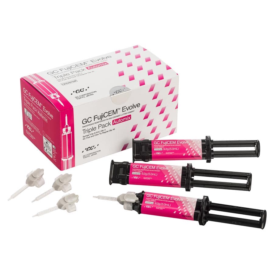 GC FujiCEM Evolve Resin-Reinforced Glass Ionomer Luting Cement, Automix Triple Pack, 9.2 g Syringes, 3/Pk, 012950 thumbnail 13
