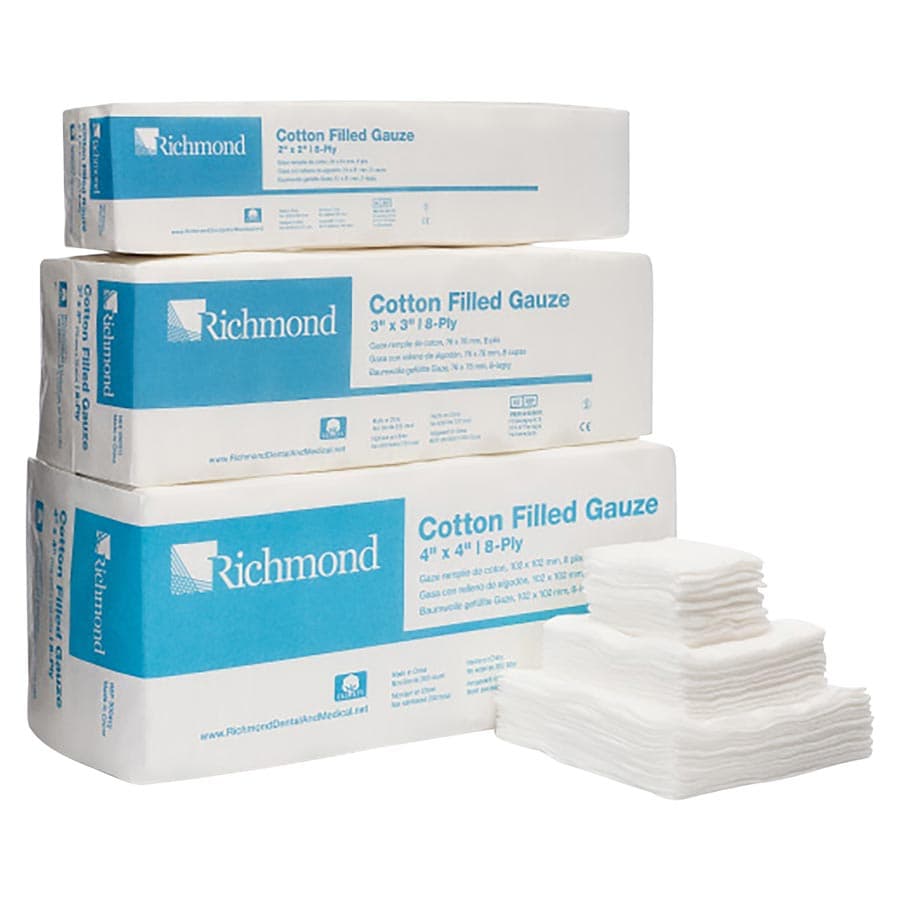 Richmond Cotton Filled Exodontia Sponges, 3" x 3", 4-Ply, Non-Sterile, 200/Sleeve, 300311 thumbnail 3