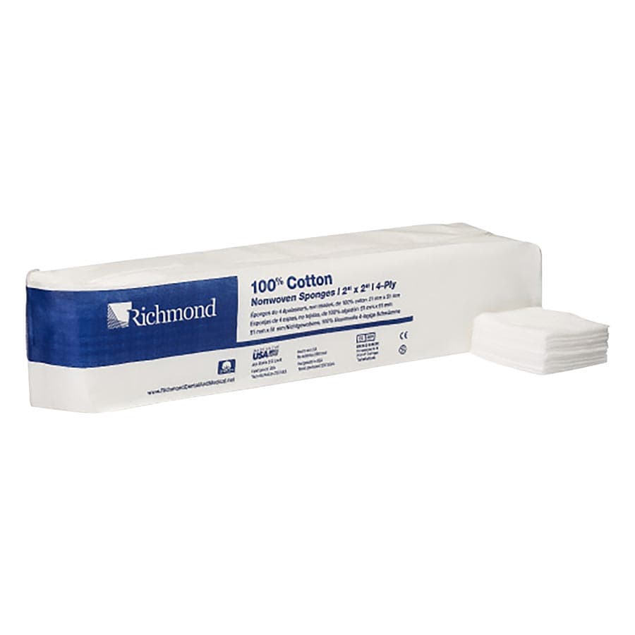 Richmond 100% Cotton Non-Woven Sponges, 4-Ply, 2" x 2", Non-Sterile, 5000/Case, 300631 thumbnail 6