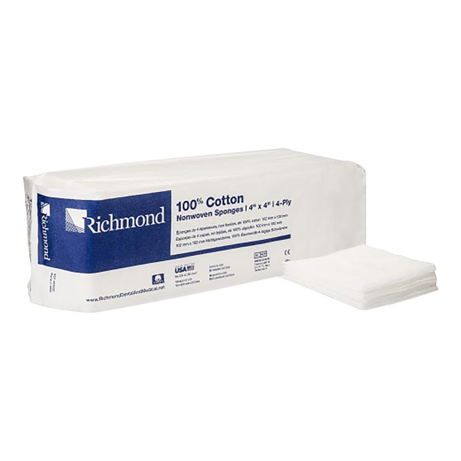 Richmond 100% Cotton Non-Woven Sponges, 4-Ply, Non-Sterile, 4" x 4", 2000/Case, 300633 thumbnail 6