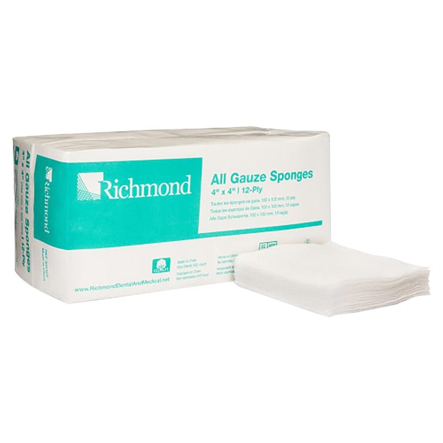 Richmond All Gauze Sponges, 4" x 4", 12-Ply, Non-Sterile, 200/Sleeve, 2000/Case, 300423 thumbnail 6