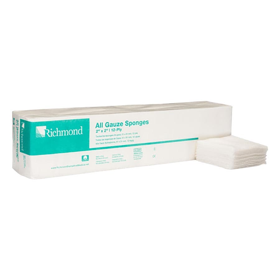 Richmond All Gauze Sponges, 2" x 2", 12-Ply, Non-Sterile, 200/Sleeve, 25 Sleeves/Case, 300420 thumbnail 4