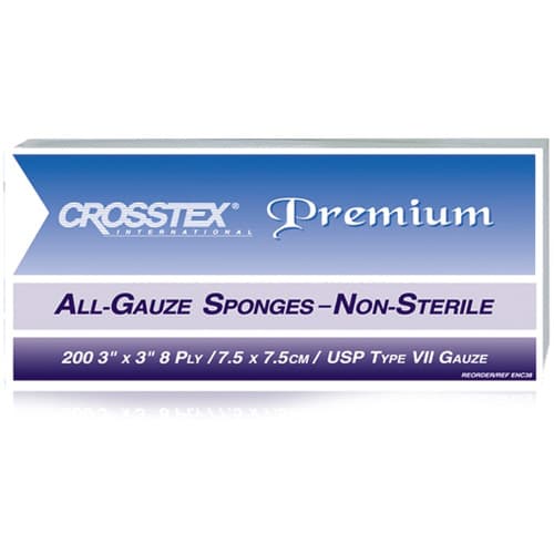 Crosstex All-Gauze Premium Non-Sterile Sponges, 3" x 3", 12-Ply, 4000/Case, ENC312 thumbnail 5