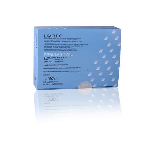 GC America EXAFLEX Hydrophilic Vinyl Polysiloxane Impression Material, Regular Body, Blue, Standard Pack, 74 mL Base + 74 mL Catalyst, 138901 thumbnail 5