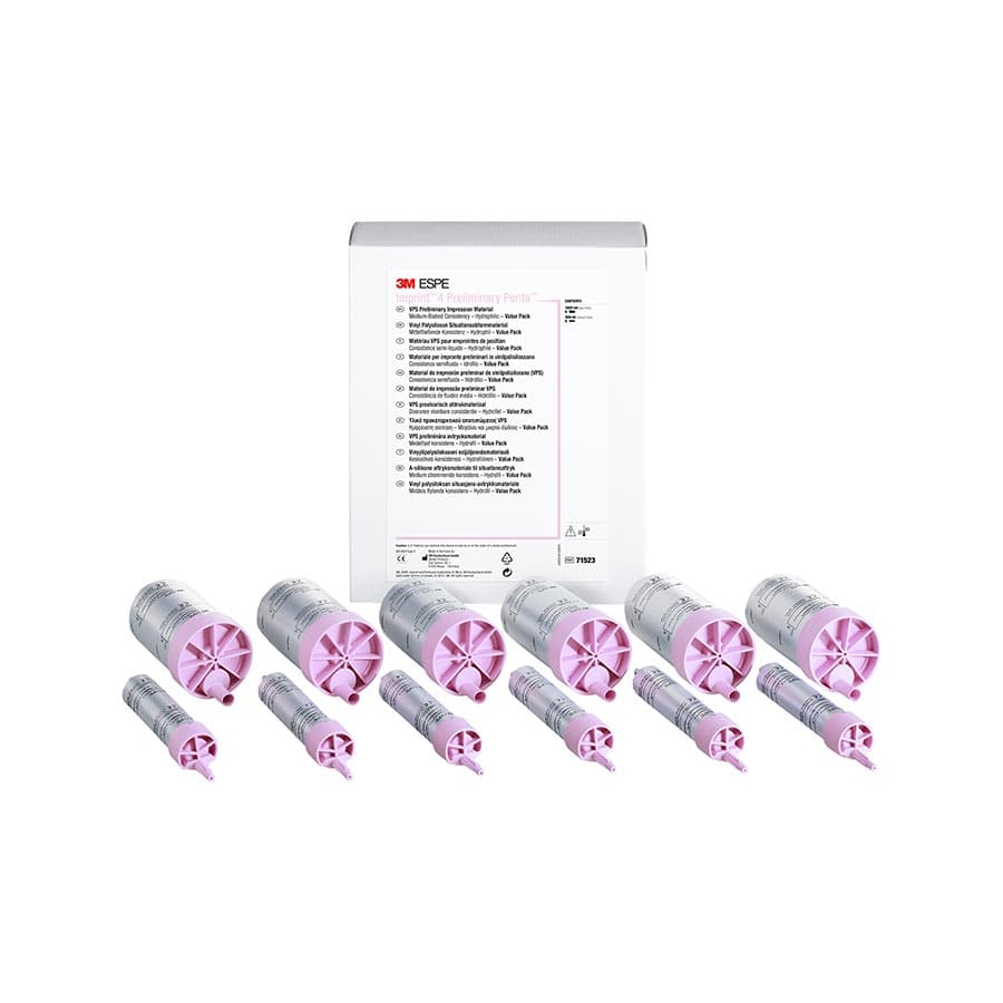 3M Imprint 4 Preliminary Penta VPS Preliminary Impression Material Value Pack, Regular Set, Pink, 6 x 300 mL Base Paste + 6 x 60 mL Catalyst, 71523 thumbnail 6