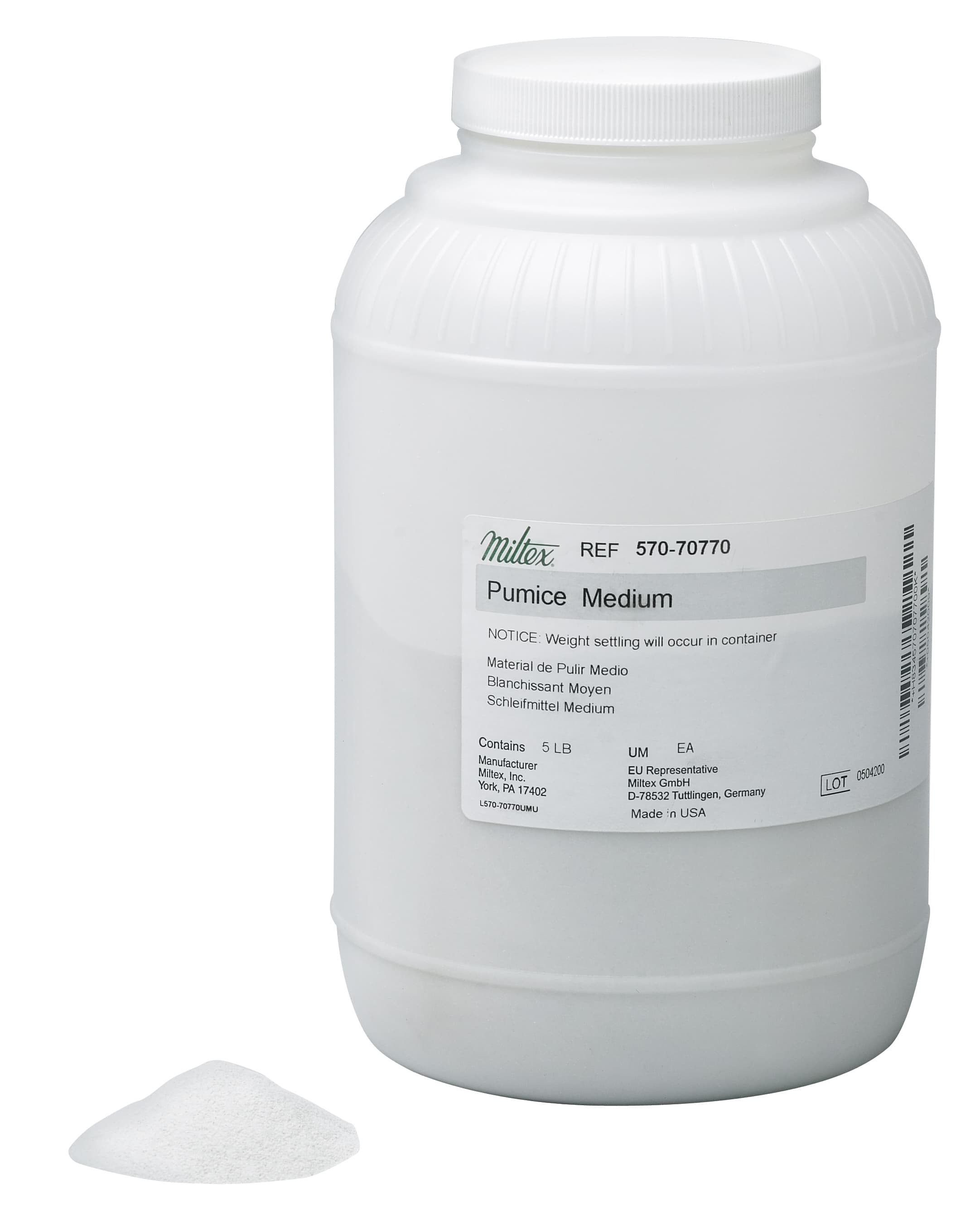 Miltex-Integra Pumice Powder, Medium Grit, 5 lb Bottle, #570-70770 thumbnail 4
