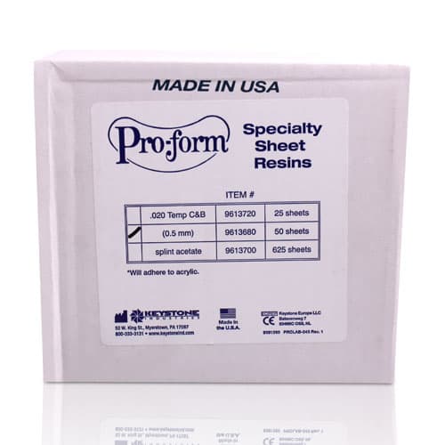 Pro-Form Temporary Crown & Bridge Material, 5" x 5", 0.020" (0.50 mm), Clear, 50/Pk, 9613680 thumbnail 6
