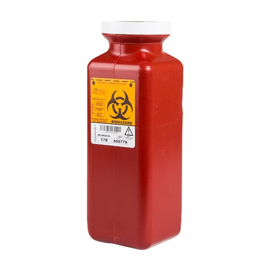 Medegen Sharps-Tainer Locking Sharps Container, Tall Tray, 1.7 Qt, Red, with Needle Remover, Model 178 thumbnail 2