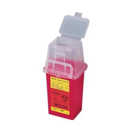BD Phlebotomy Sharps Collector, 1.5 Quart, Red, Removal Port Top, 305487 - Phlebotomy Sharps Container - 1.5 Quart Collector - Image 1