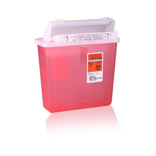 SharpStar In-Room Sharps Container with Counterbalanced Lid, 5 Quart, Transparent Red, 8507SA thumbnail 6