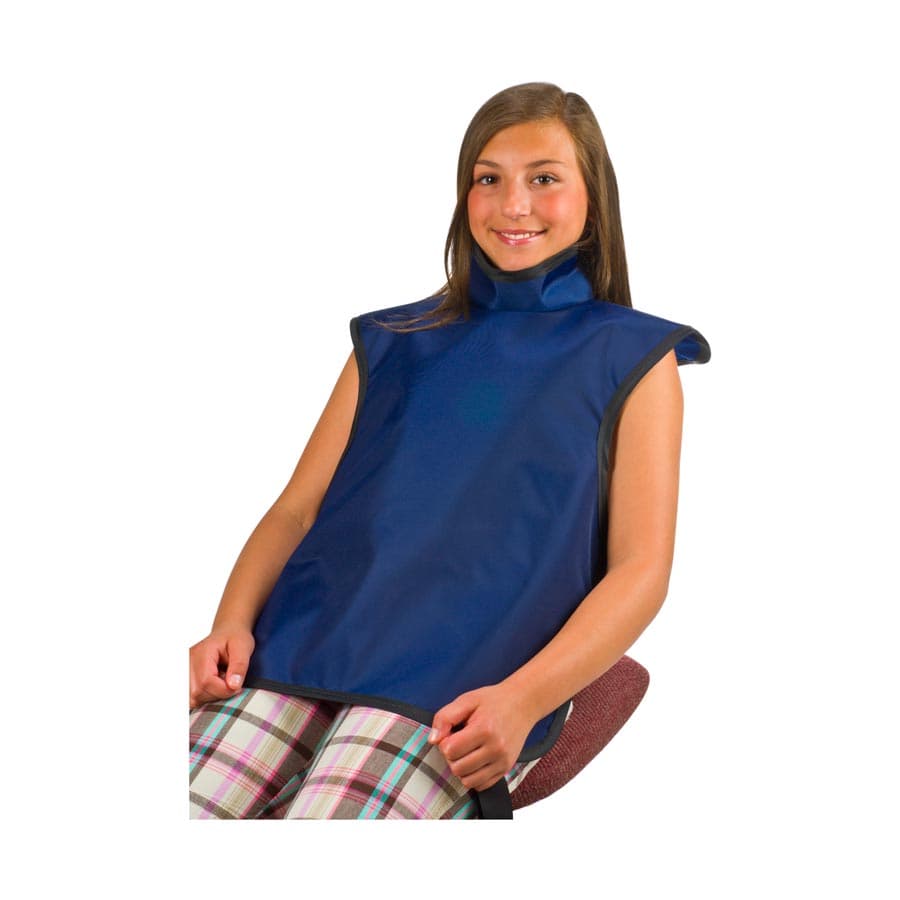 Flow X-Ray Lead-Free Child X-Ray Apron with Attached Collar, Navy Blue, 20" x 20", 0.25 mm Lead Equivalency, 75053NL-22 thumbnail 3