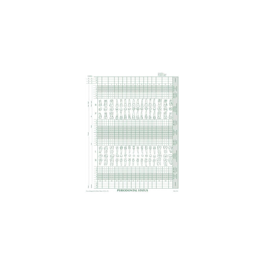 Choice Periodontal Status Chart, 1-Sided with Drill Holes, 70# Offset Paper, 100/Box - Dental City - Periodontal Status Chart - Image 1