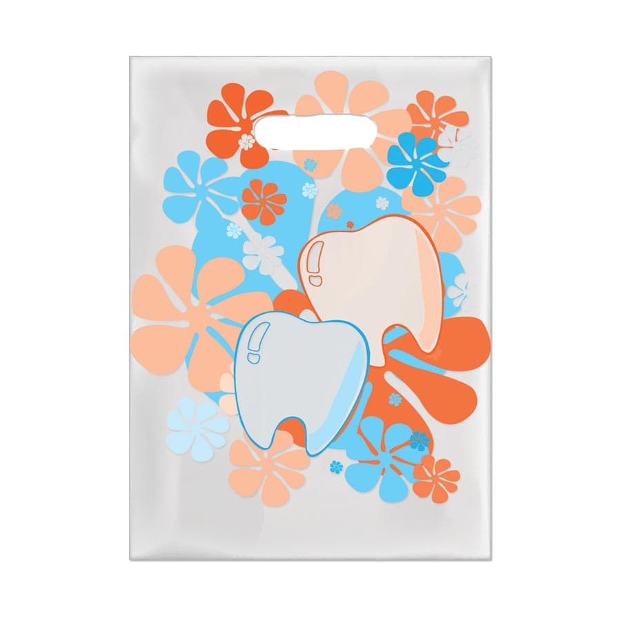 Sherman Specialty Flower Power Scatter Bag, 7.5" x 10", Clear Plastic with Blue & Orange Print, 100/Box, 98P thumbnail 4