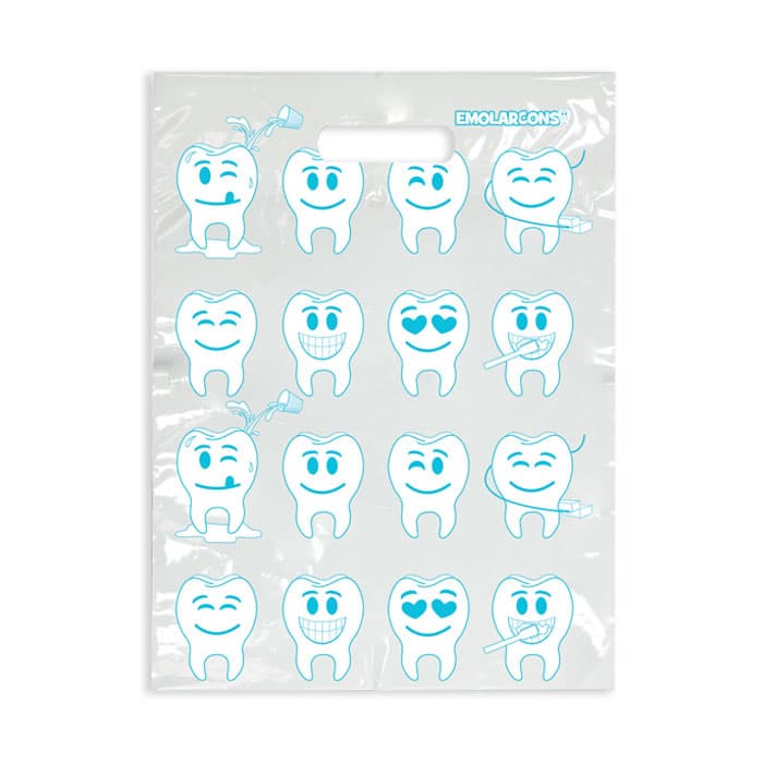 Sherman Specialty Emolarcon Scatter Print Patient Bags, Emoji Faced Molars, Clear, 7" x 10", 100/Pkg, 98ZU thumbnail 4