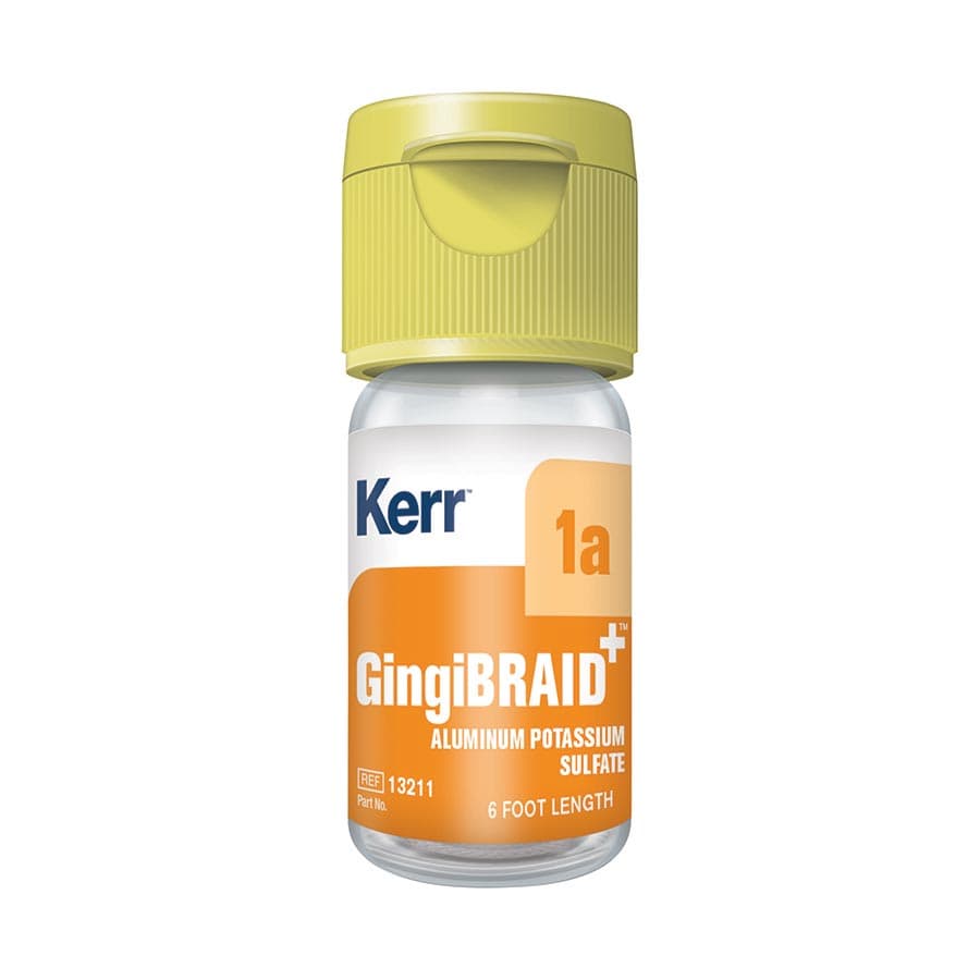 Kerr GingiBRAID+ Braided Retraction Cord, Aluminum Potassium Sulfate 10%, Size 1A Small, Yellow/Purple Strand, 72 in, #13211 thumbnail 5