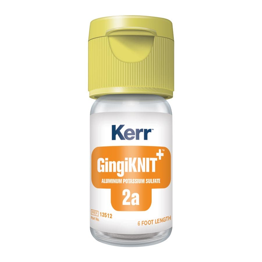 GingiKNIT+ Knitted Retraction Cord, Aluminum Potassium Sulfate 10%, Size 2A Large, Yellow with Red Strand, 72 in/Bottle, 13512 thumbnail 4