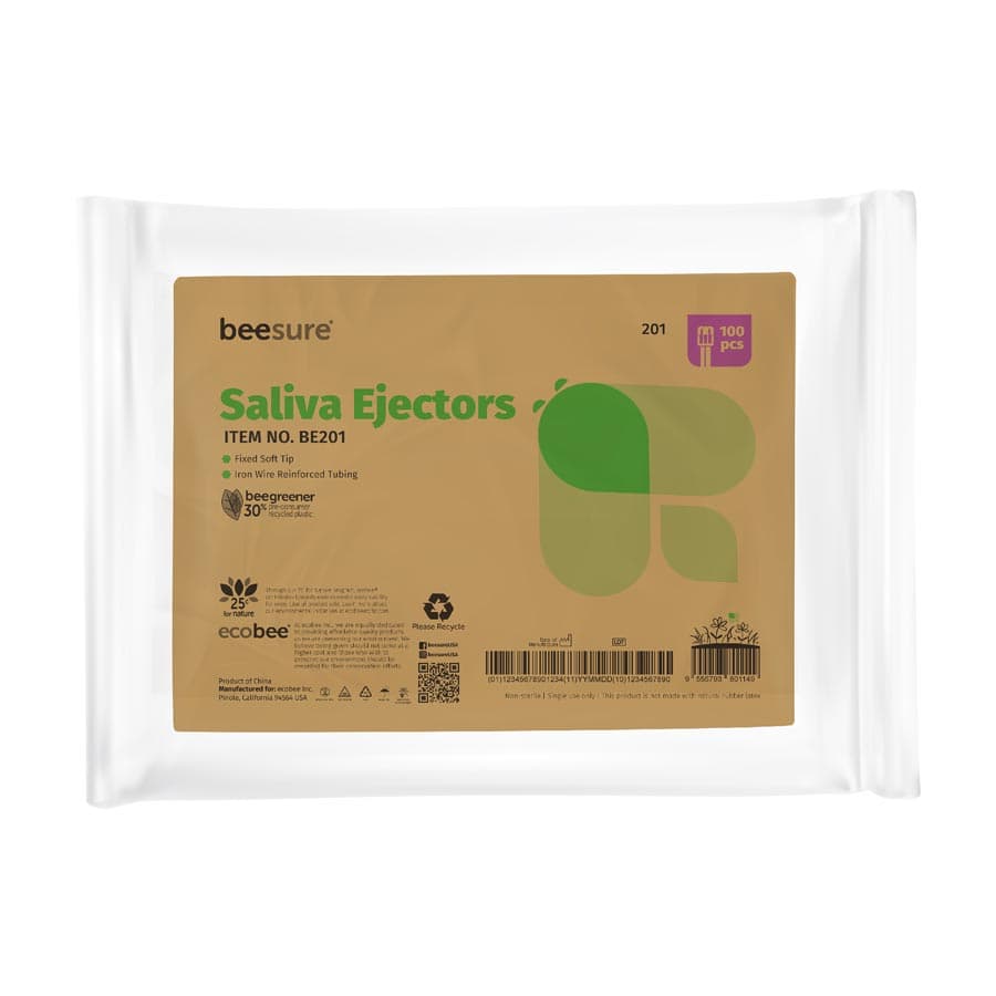 BeeSure Saliva Ejectors, Green with White Tip, Fixed Soft Tip, Latex-Free, 100/Bag, BE201 thumbnail 12