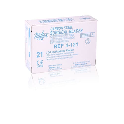Integra Miltex Carbon Steel Sterile Surgical Blades, Size #21, Individually Wrapped, 100/Box, 4-121 thumbnail 3