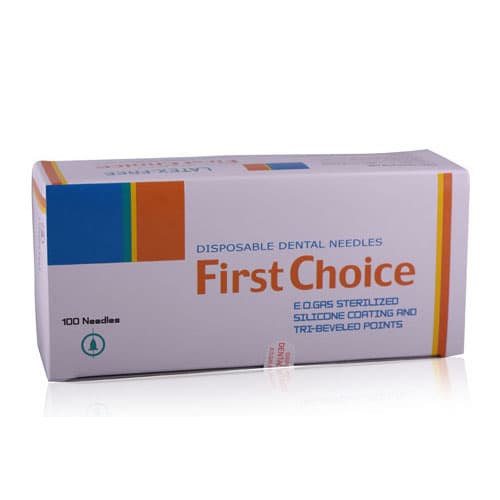 First Choice Disposable Dental Needle, 30 Gauge Short (21mm), Plastic Hub, 100/Pack - First Choice - Disposable Dental Needles 100/Pack - Image 1