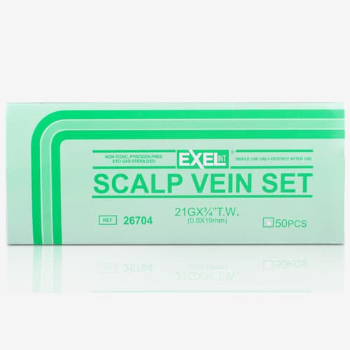 Exel Scalp Vein Butterfly Winged Infusion Set, 25G x 3/4", 12" Tubing, 50/Bx, 26708 - Butterfly Winged Infusion Set 25G x 3/4" 12" Tubing 50Bx - Image 1