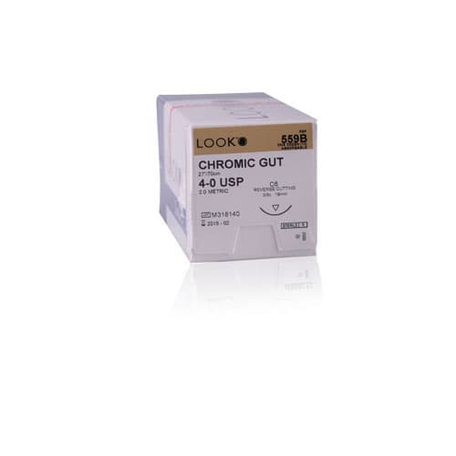 Look Chromic Gut Absorbable Suture, 5-0, 18" (45 cm), C-16 Reverse Cutting Needle, 3/8 Circle, 12/Box, 543B thumbnail 5