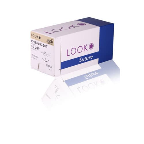 Look Chromic Gut Absorbable Suture, 3-0, 27" (70 cm), C-6 Reverse Cutting Needle, 3/8 Circle, 12/Pk, 560B thumbnail 13