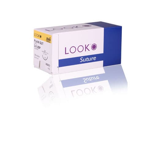Look Plain Gut Absorbable Suture, 3-0, 18", C-31 Reverse Cutting Needle, 1/2 Circle, 24 mm, Beige, 12/Box, 594B thumbnail 13