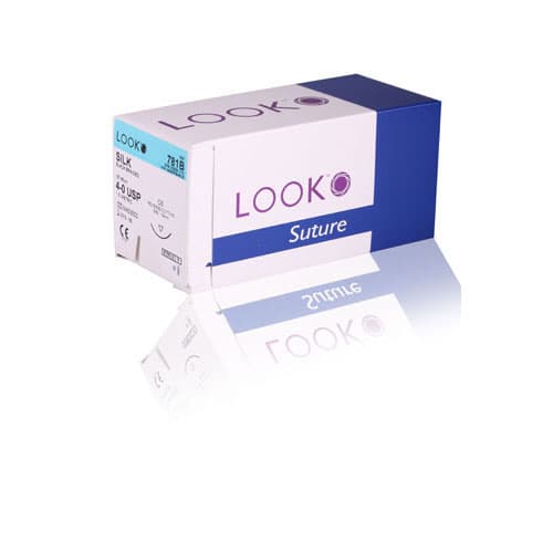 Look 781B Silk Black Braided Non-Absorbable Suture, 4-0, 18" (45 cm), C-6 Reverse Cutting 3/8 Circle Needle, 12/Box thumbnail 13