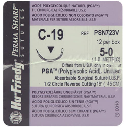 Perma Sharp® Absorbable PGA Undyed Braided Suture, 4-0, C-19 Needle, 1/2 Circle Reverse Cutting, 18", 12/Box, PSN724V thumbnail 5