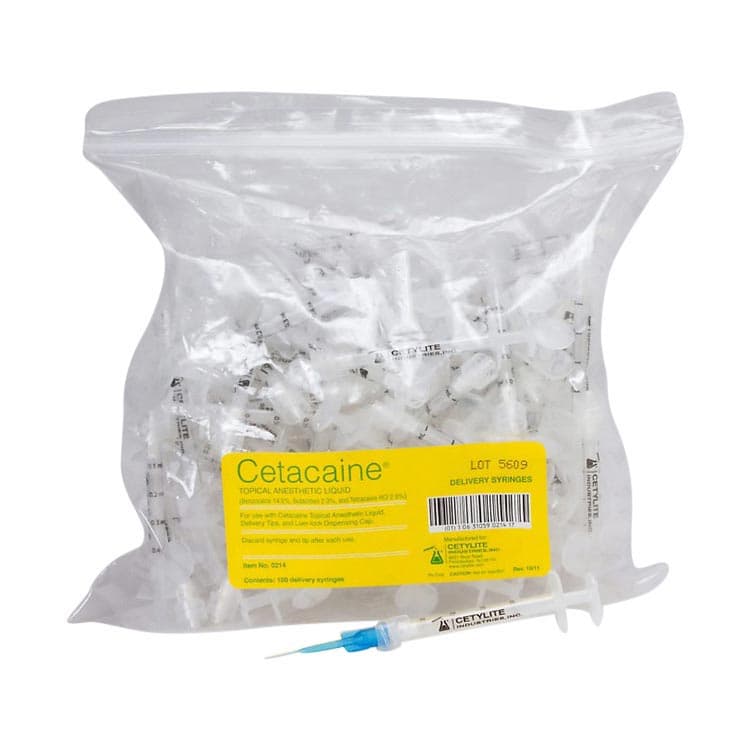 Cetacaine Topical Anesthetic Liquid Delivery Syringes, Luer Lock, Graduated 0.1 mL, 100/Pkg, 0214 thumbnail 13