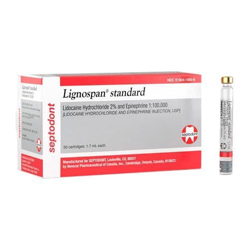 Lignospan Standard Lidocaine HCl 2% with Epinephrine 1:100,000, Red, 1.7 mL Glass Cartridges, 50/Box, 01-A1100 thumbnail 9