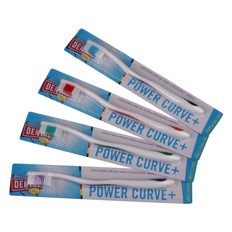 Dental City Power Curve+ Extra Soft Toothbrush, 72/Case - Dental City - Power Curve Plus Toothbrushes 72/Box - Image 1