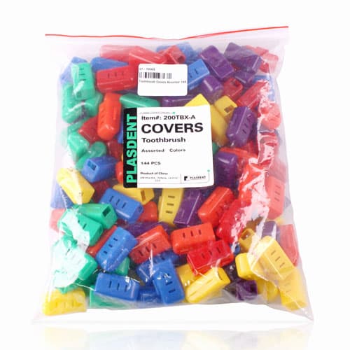 Plasdent One Size Fits All Toothbrush Covers, Back Hinge, Snap-Closure, Assorted Bright Colors, 144/Box, 200TBX-A thumbnail 2