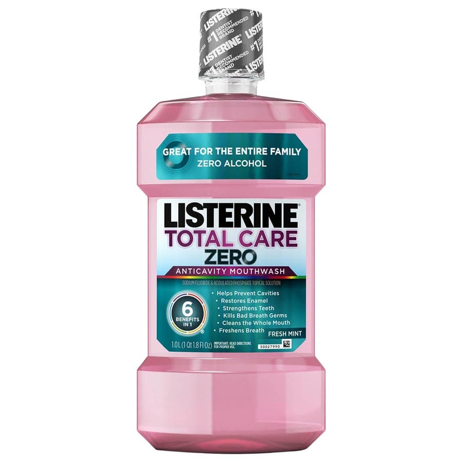 Listerine Total Care Zero Alcohol Anticavity Mouthwash, Fresh Mint, 1L, Case of 6 thumbnail 2