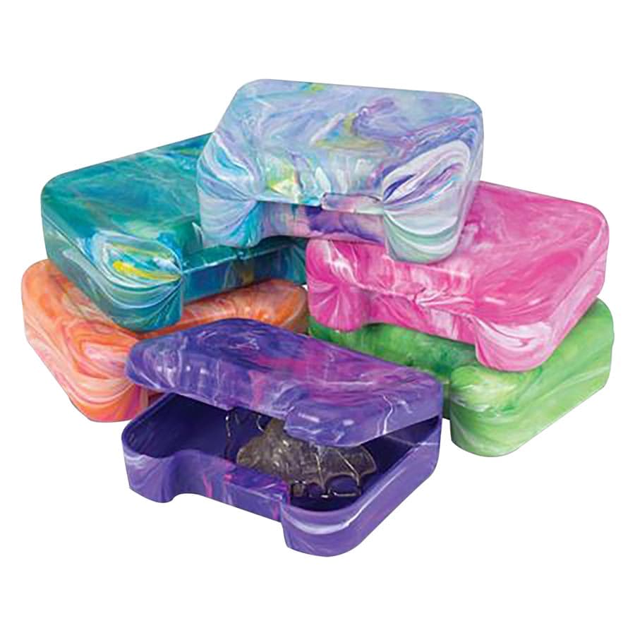 Practicon Paradise Retainer Cases, Light Assorted Swirl Colors, Vented, Snap-Close, 24/Bag, 7145310 thumbnail 5