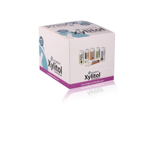 Miradent Xylitol Chewing Gum, Spearmint, 30 Pieces per Vial, 12 Vials per Box, 630052 thumbnail 3