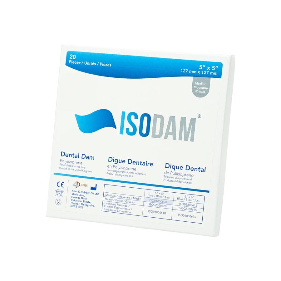 Isodam Non-Latex Polyisoprene Dental Dam, 5" x 5", Medium Gauge, Light Blue, 20/Box, ISO01800520 thumbnail 9