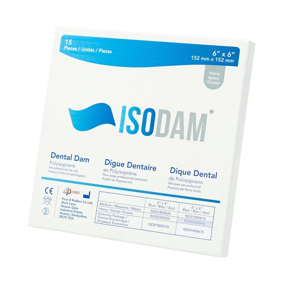 Isodam Non-Latex Polyisoprene Dental Dam, 6" x 6", Heavy Gauge, Light Blue, 15/Box, ISO02300615 thumbnail 9