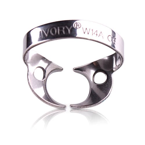 Ivory Rubber Dam Clamp, Wingless, W14A, Stainless Steel, Large Partially Erupted Molar, 50057556 thumbnail 7