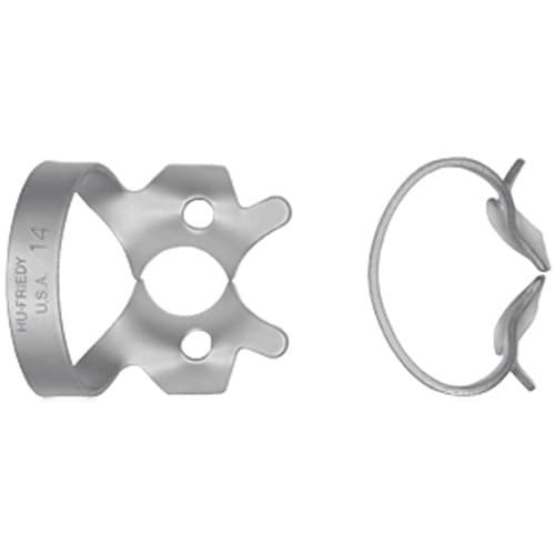 Hu-Friedy Satin Steel Rubber Dam Clamp, #14 Winged, for Partially Erupted or Irregularly Shaped Molars, 1/Pk, RDCM14 thumbnail 6