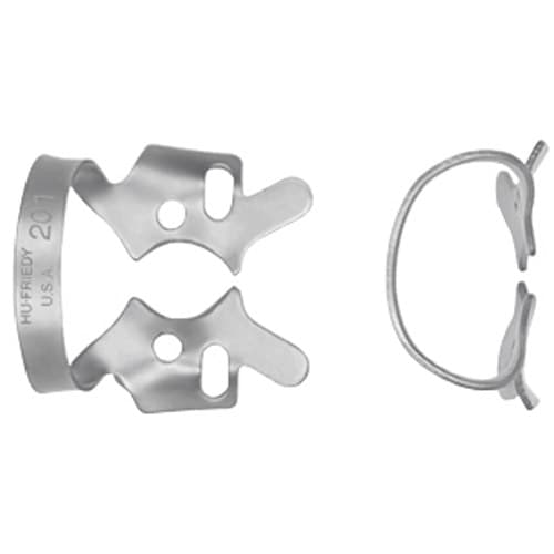 Hu-Friedy Satin Steel Rubber Dam Clamp, Winged, #201, Upper Molars, RDCM201 thumbnail 6